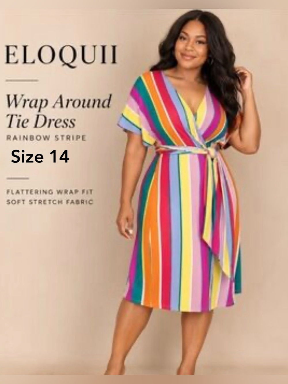 NWT ELOQUII WRAP AROUND TIE DRESS - Size 14